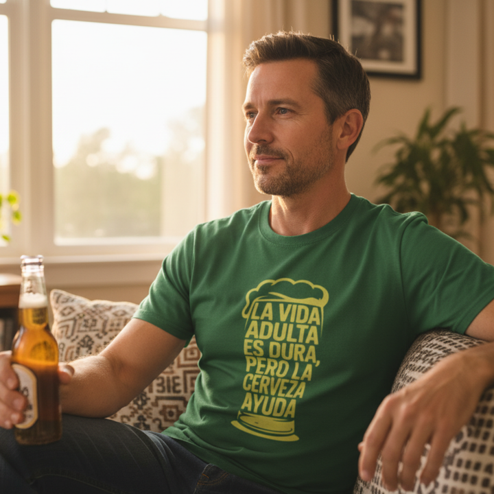 comprar-Camiseta La vida adulta es dura, pero la cerveza ayuda-wondernastic