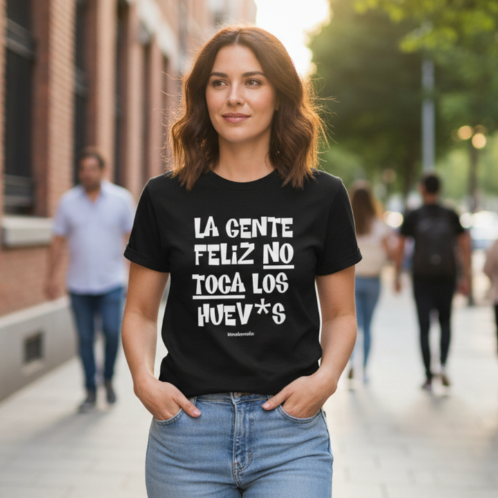 comprar-Camiseta La gente feliz no toca los huev*s-wondernastic